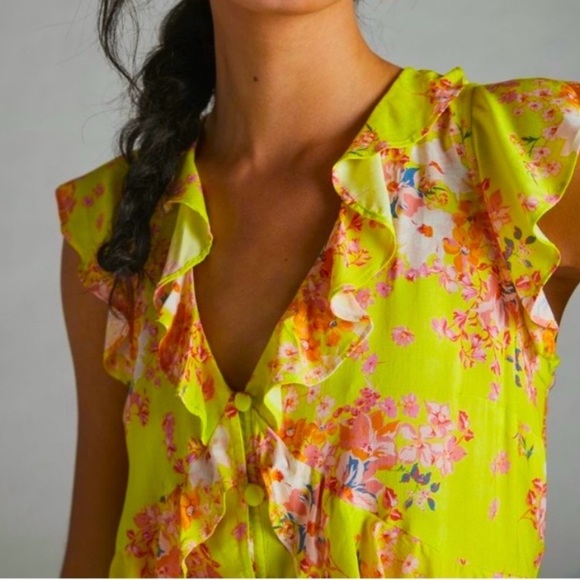 Anthropologie NWT Maeve Ashlee Ruffled Blouse Size 6. - Picture 3 of 9